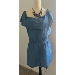 NWT Derek Heart Cotton Romper Chambray Pull On
Off the Shoulder Ruffle Shorts 2X